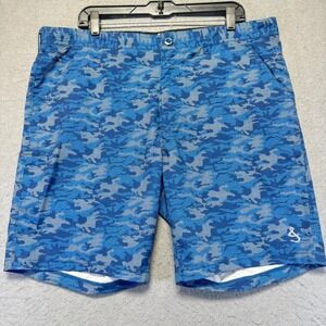 Hook & Tackle Mens Size 38x10 Hybrid Dot Camo Fishing Shorts Blue Gray